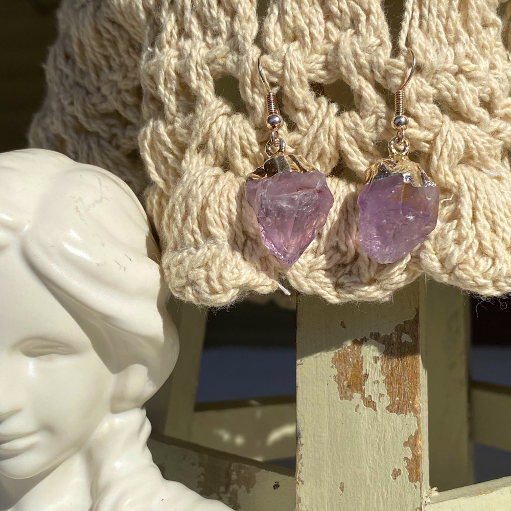Raw Amethyst Earrings